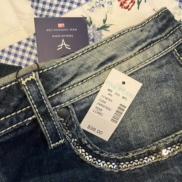 Vigoss Dark Blue Boot Cut Jeans with White Stitching - Picture 4 of 11